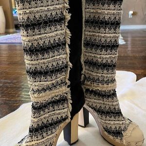 Chanel heeled boots. Brand new. Black/white.